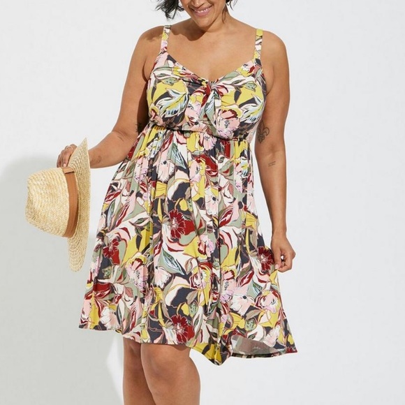 Mini super soft bow front skater dress - Picture 1 of 7